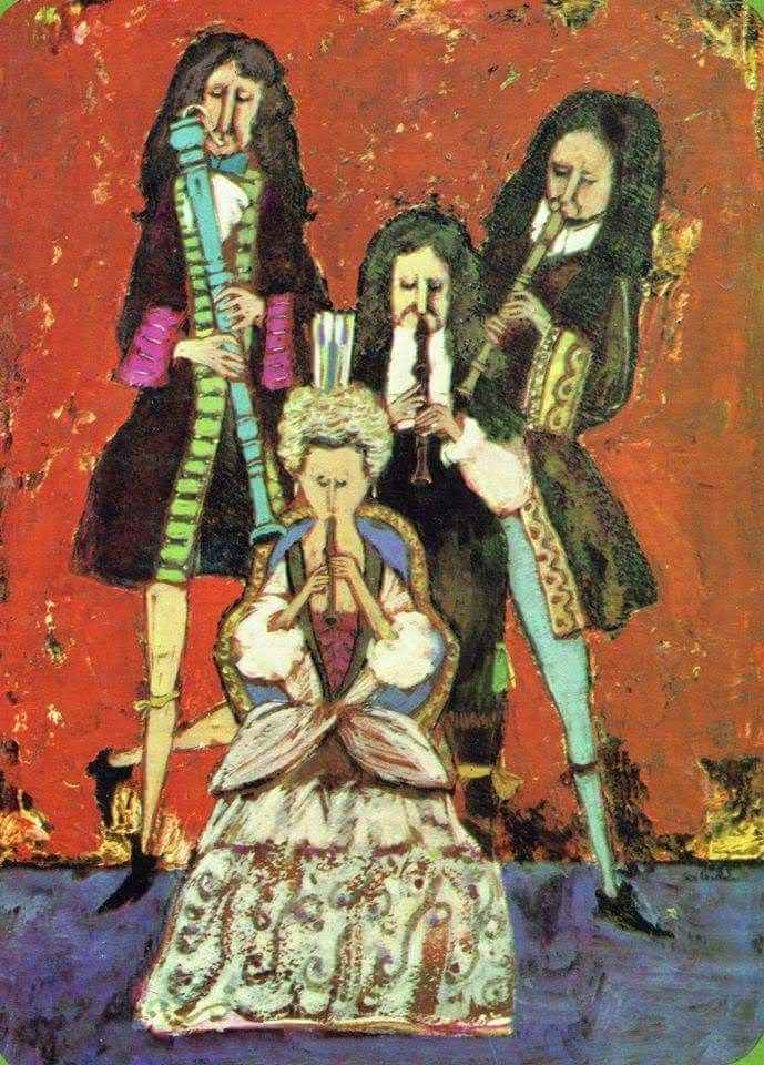 Painting of recorder players in period dress