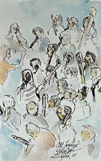 Watercolor of musicians by Daniel Sniezek - MDW 2025