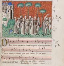 Manuscript with image by Machaut