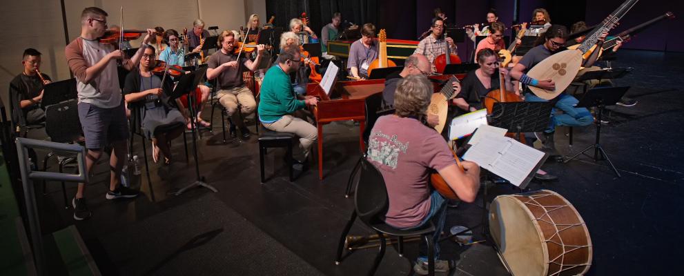 The Baroque Academy Orchestra in rehearsal